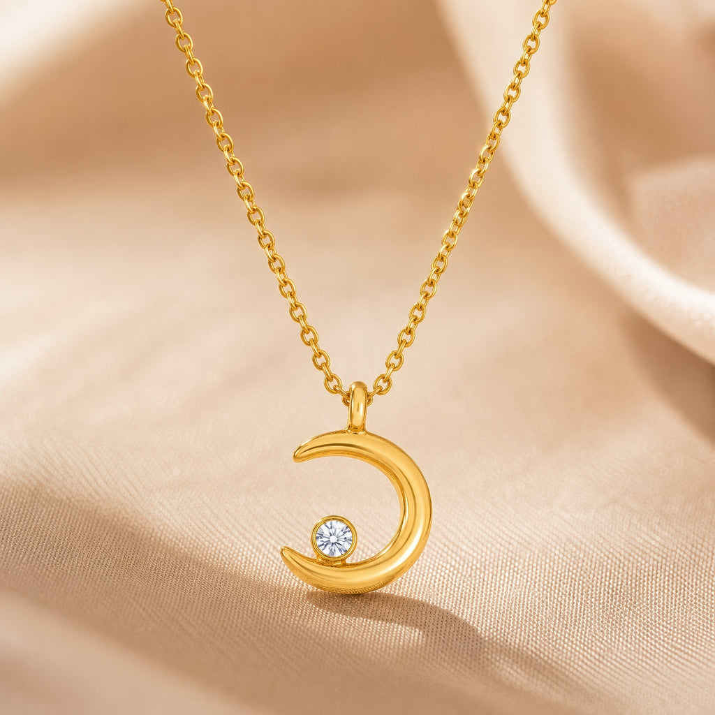Desihi Necklace Anti-Tarnish Gold Plated Crescent Moon