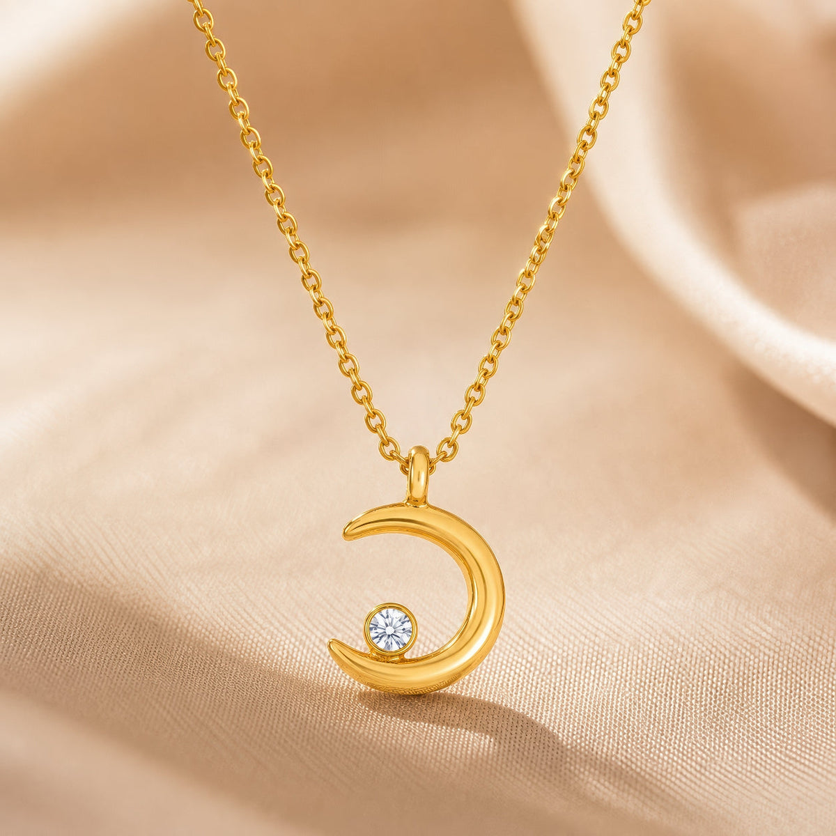 Desihi Necklace Anti-Tarnish Gold Plated Crescent Moon