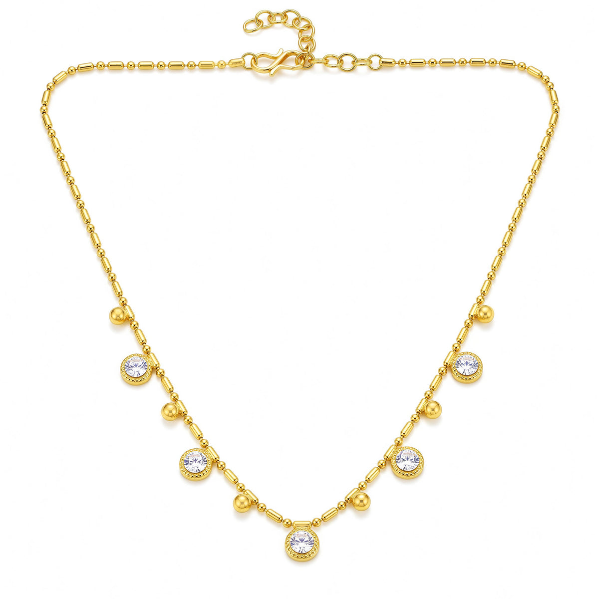 Desihi Necklace Anti-Tarnish Gold Plated Crystal Beads Chain
