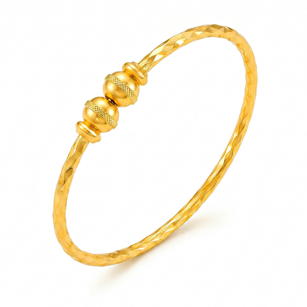 Desihi Bracelet Anti-Tarnish Gold Plated Textured Bangle (Adjustable Size)