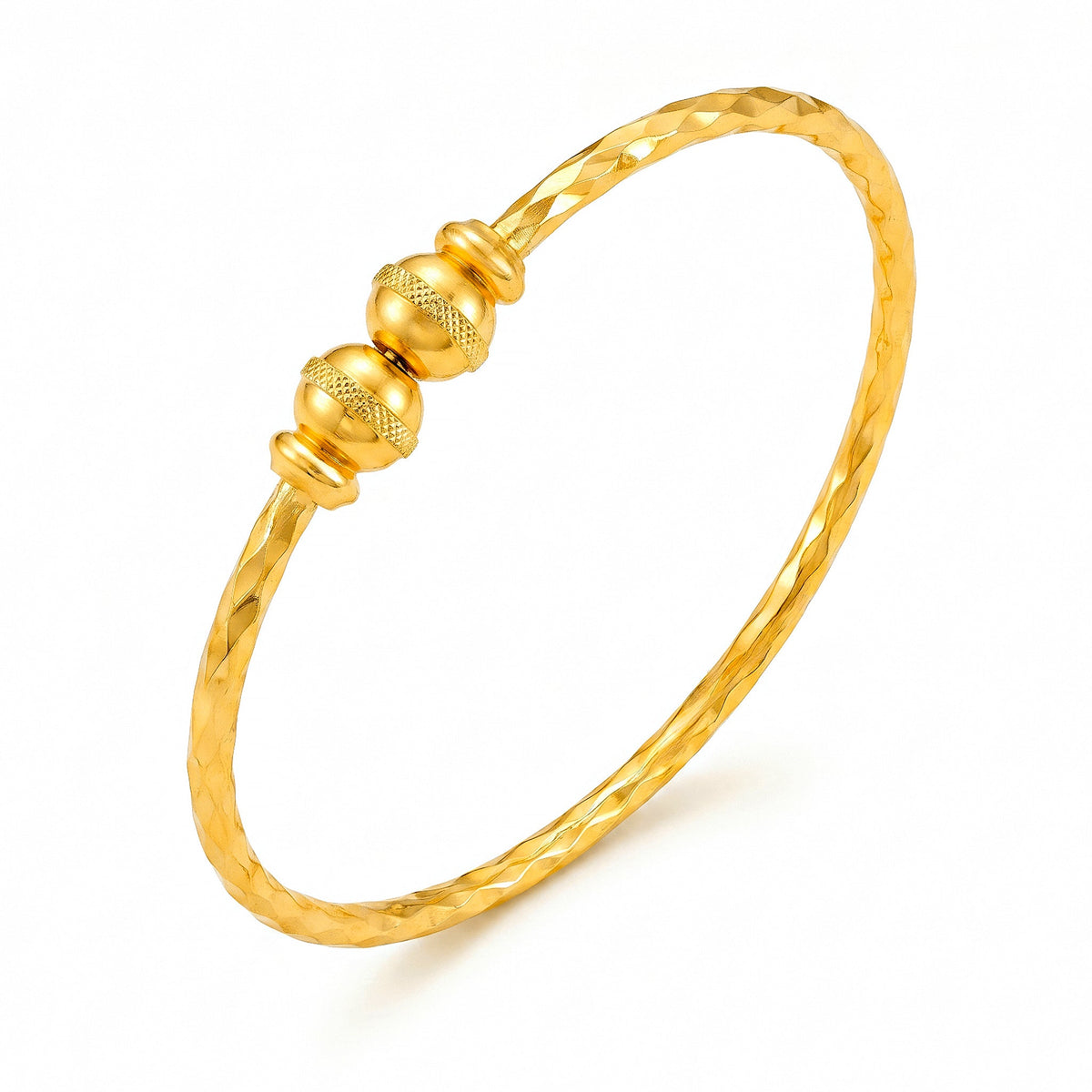 Desihi Bracelet Anti-Tarnish Gold Plated Textured Bangle (Adjustable Size)