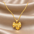 Desihi Necklace Anti-Tarnish Gold Plated Bow Pendant