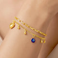 Desihi Bracelet Anti-Tarnish Layered Golden Heart Charms (Adjustable Size)