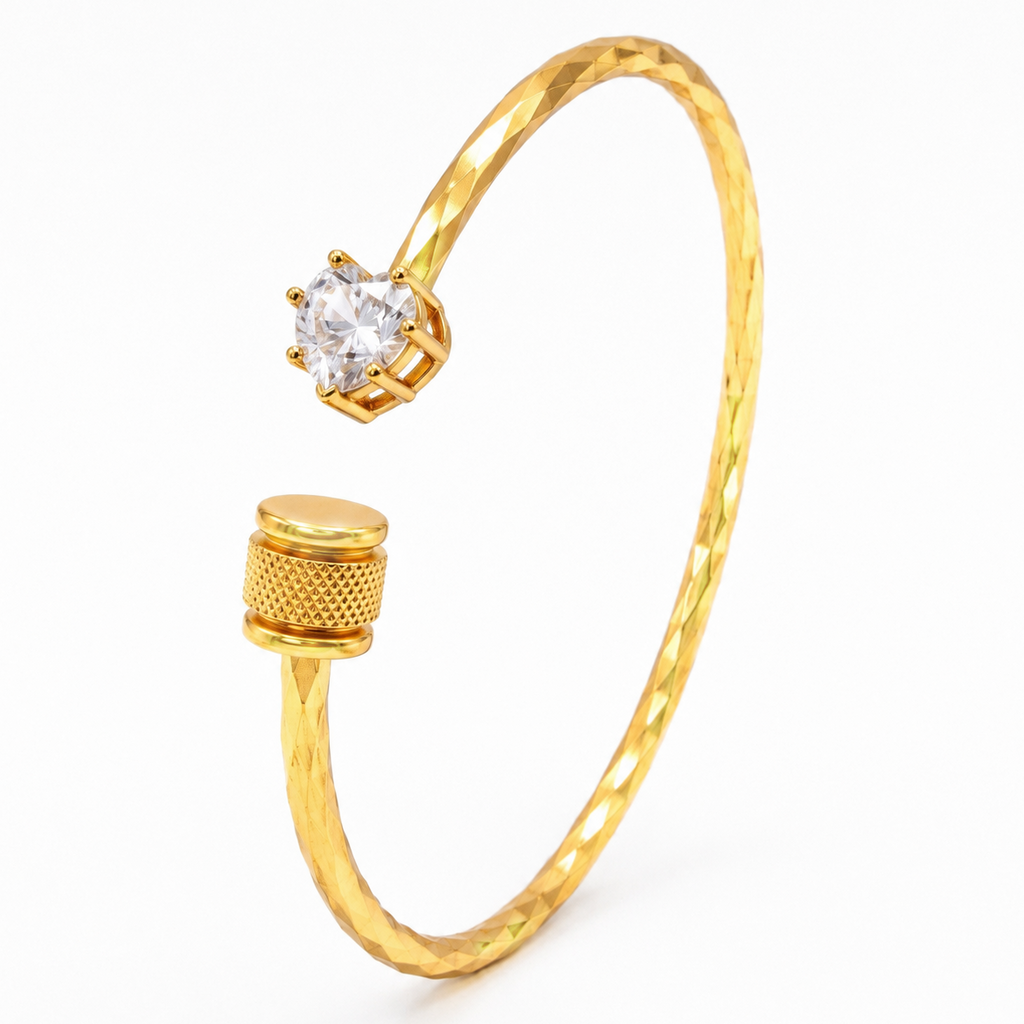 Desihi Bracelet Anti-Tarnish Gold Plated Heart Bangle (Adjustable Size)