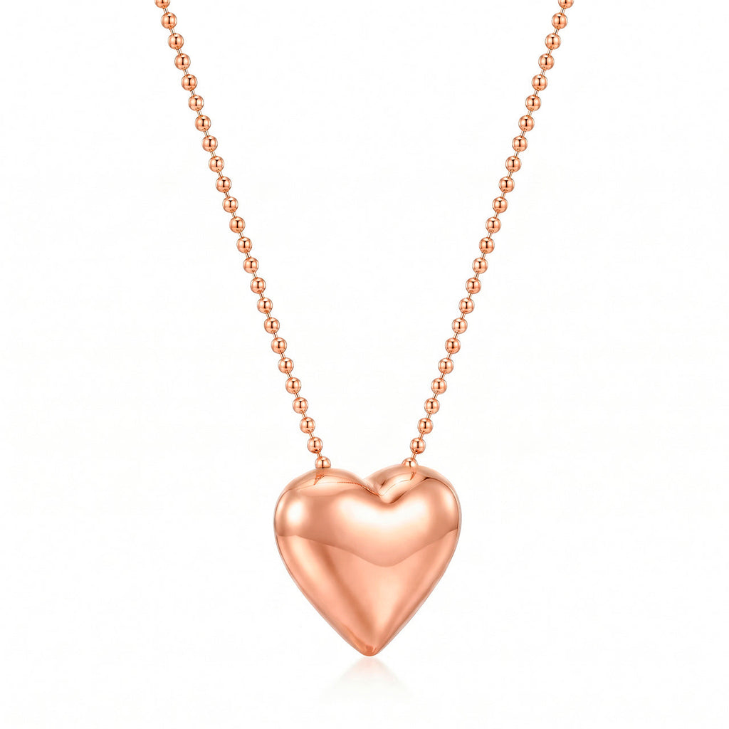 Desihi Necklace Anti-Tarnish Rose Gold Plated Puffy Heart