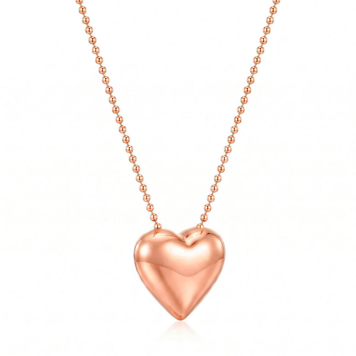 Desihi Necklace Anti-Tarnish Rose Gold Plated Puffy Heart