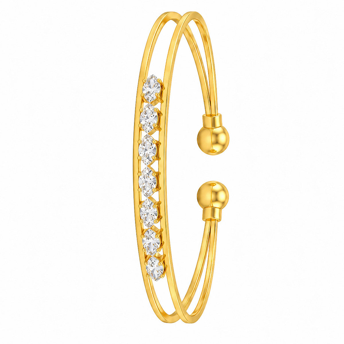 Desihi Bracelet Anti-Tarnish Oval Crystal Cuff (Adjustable Size)