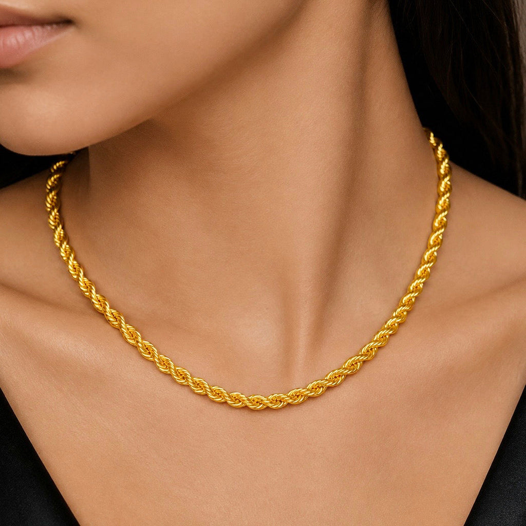 Desihi Necklace Anti-Tarnish Gold Plated Rope Chain