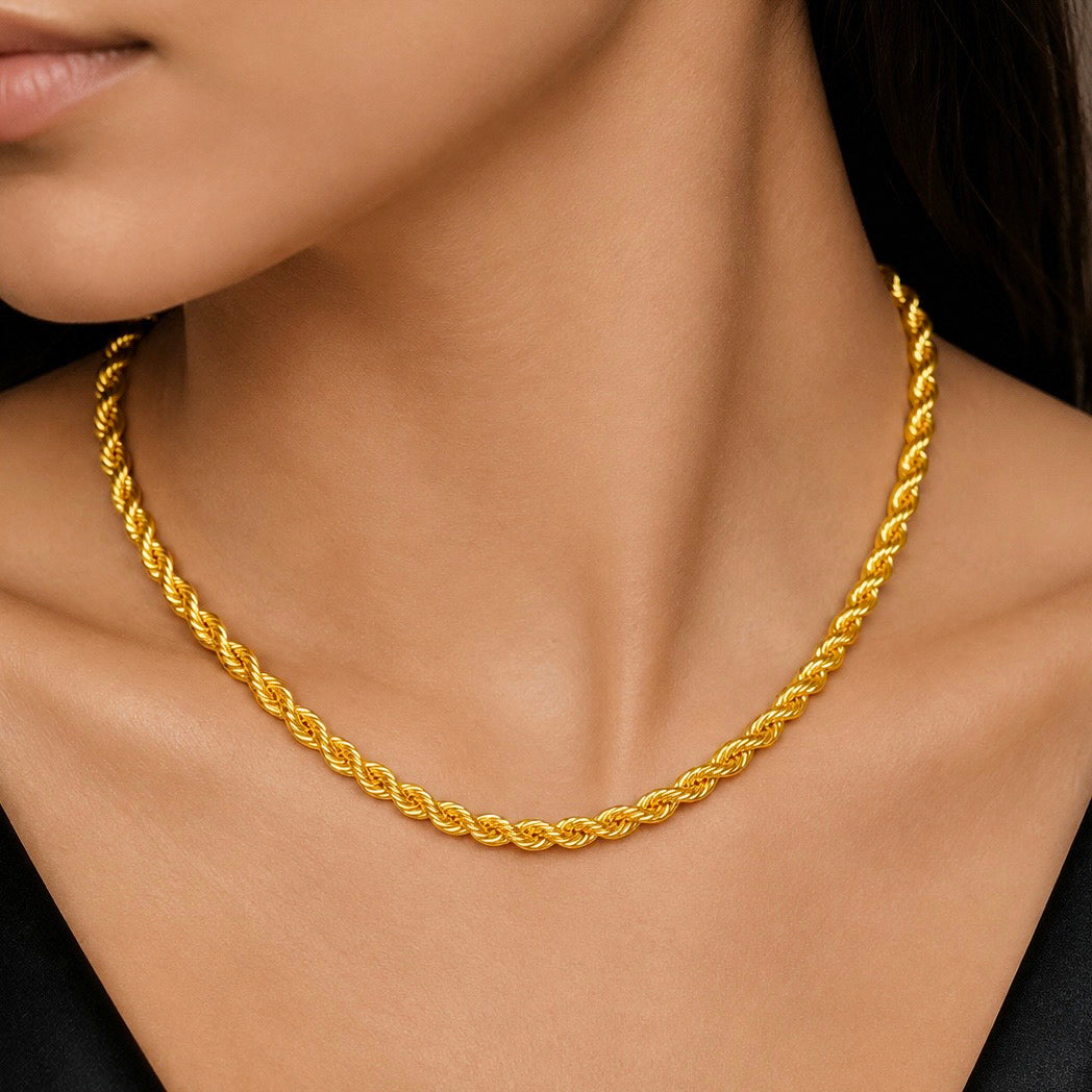 Desihi Necklace Anti-Tarnish Gold Plated Rope Chain