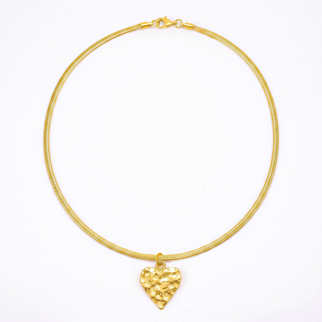 Desihi Necklace Anti-Tarnish Gold Plated Textured Heart