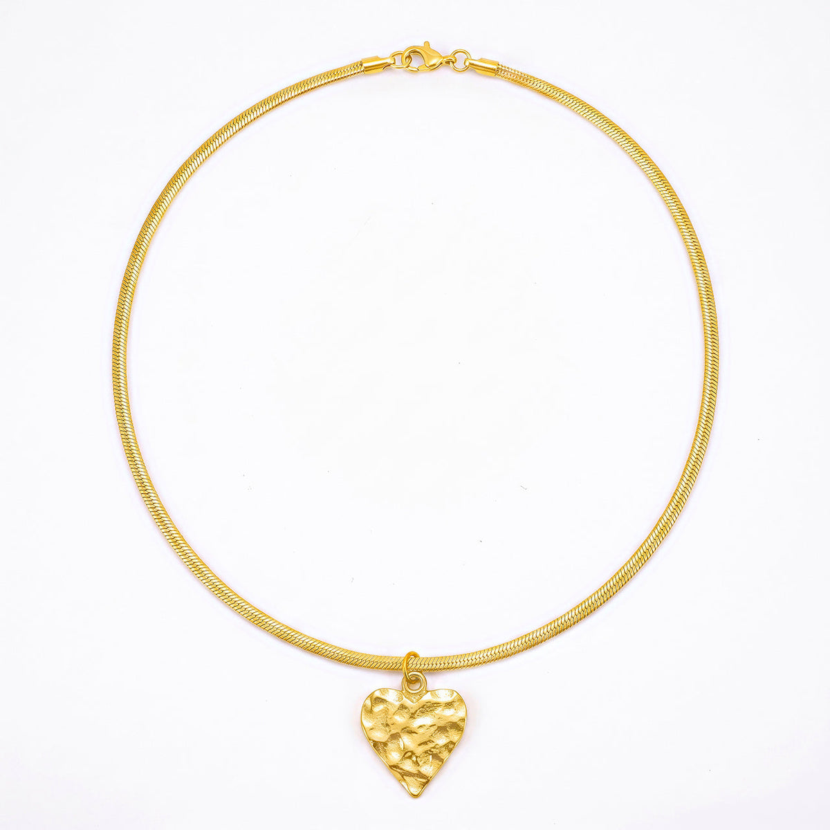 Desihi Necklace Anti-Tarnish Gold Plated Textured Heart