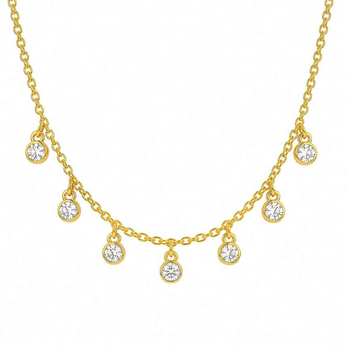 Desihi Necklace Anti-Tarnish Gold Plated Round Crystal