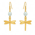 Desihi Earrings Anti-Tarnish Pearl Dragonfly
