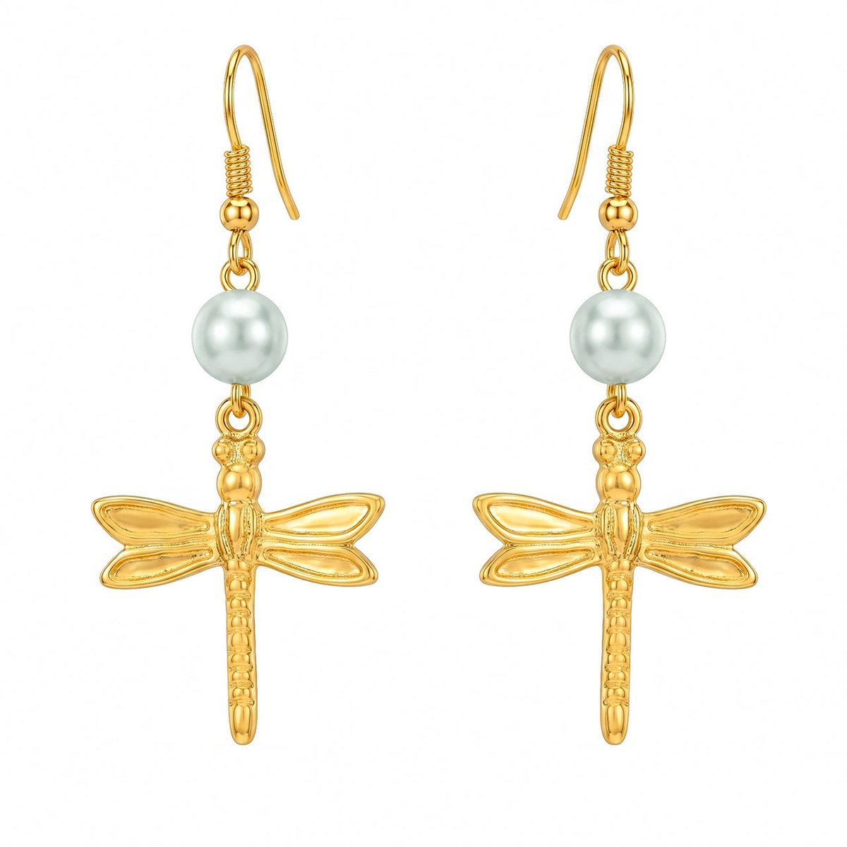Desihi Earrings Anti-Tarnish Pearl Dragonfly