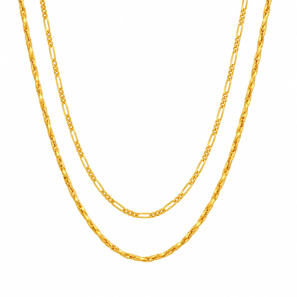 Desihi Necklace Anti-Tarnish Gold Plated Layered Textured Chain