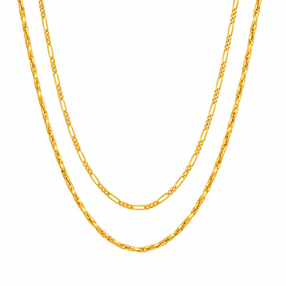 Desihi Necklace Anti-Tarnish Gold Plated Layered Textured Chain