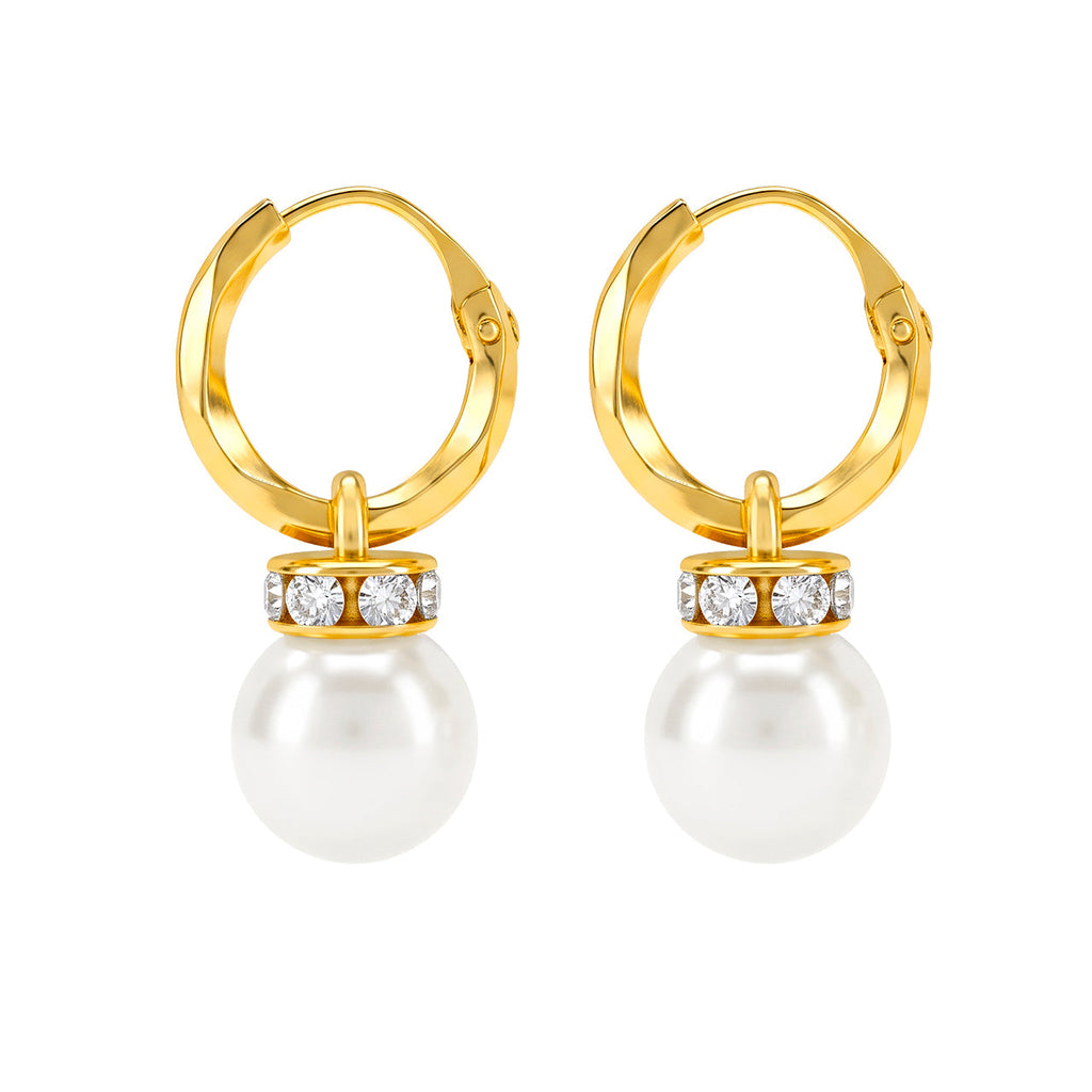 Desihi Earrings Anti-Tarnish Pearl Drop Hoops