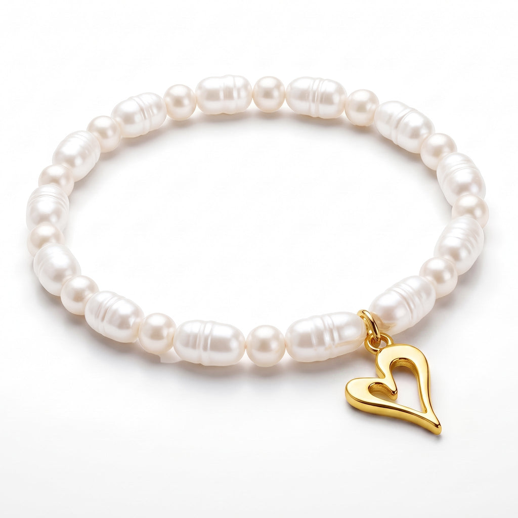 Desihi Bracelet Anti-Tarnish Baroque Pearl Heart (Adjustable Size)