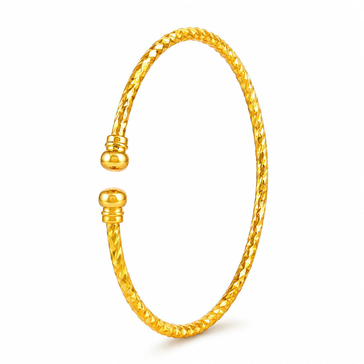 Desihi Bracelet Anti-Tarnish Gold Plated Textured Open Bangle (Adjustable Size)