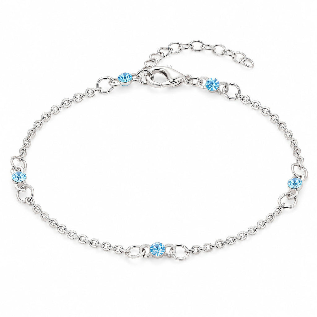 Desihi Anklet Anti-Tarnish Blue Crystals