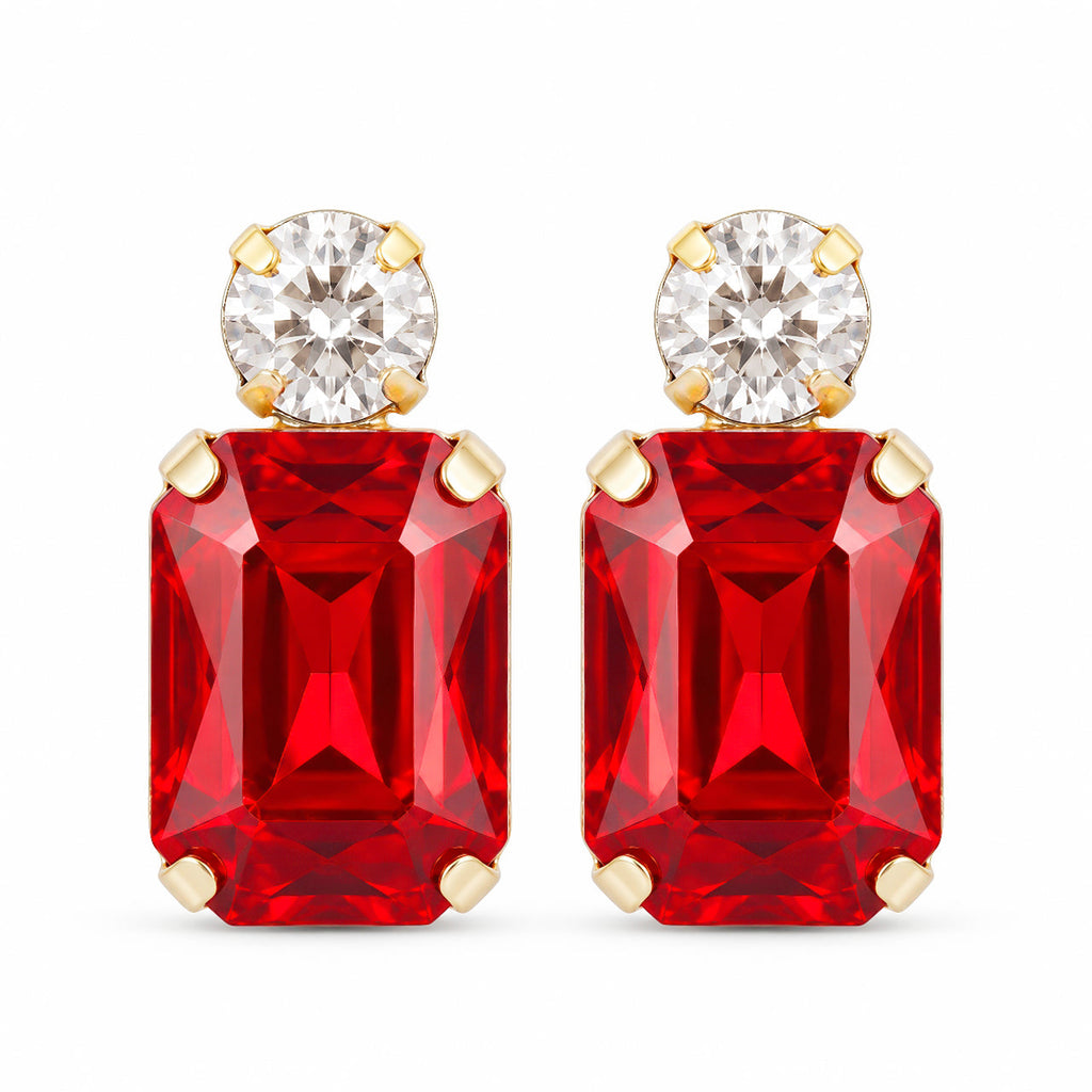 Desihi Earrings Anti-Tarnish Ruby Red Crystal Drop
