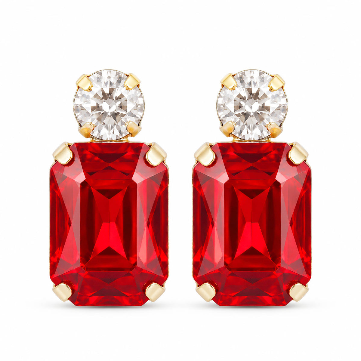 Desihi Earrings Anti-Tarnish Ruby Red Crystal Drop