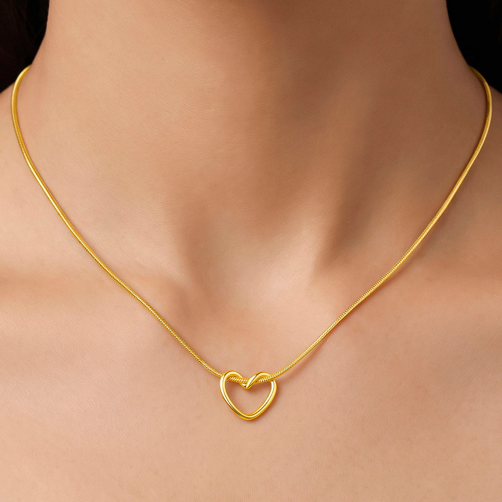 Desihi Necklace Anti-Tarnish Open Heart Snake Chain