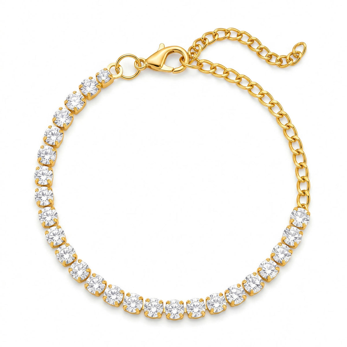 Desihi Bracelet Anti-Tarnish Gold Plated Round Crystals (Adjustable Size)