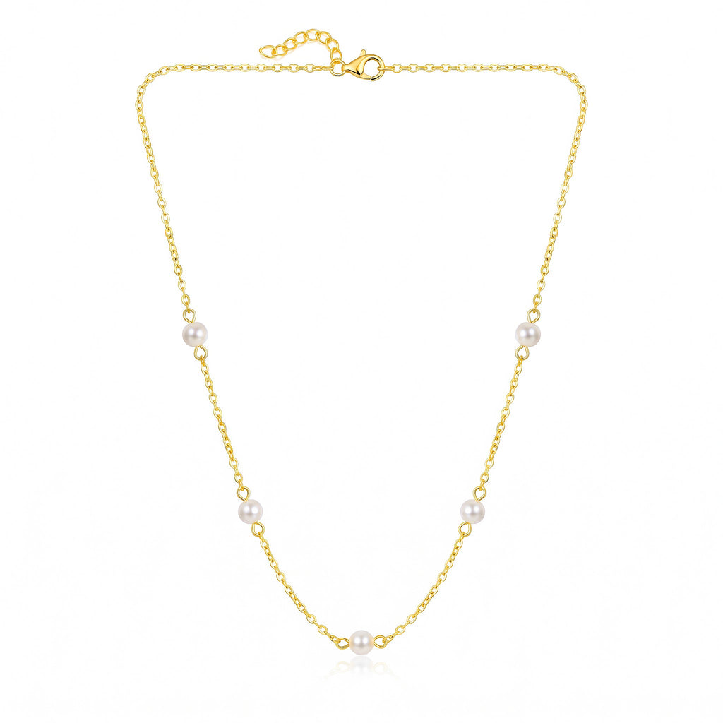 Desihi Necklace Anti-Tarnish Gold Plated Pearl Chain