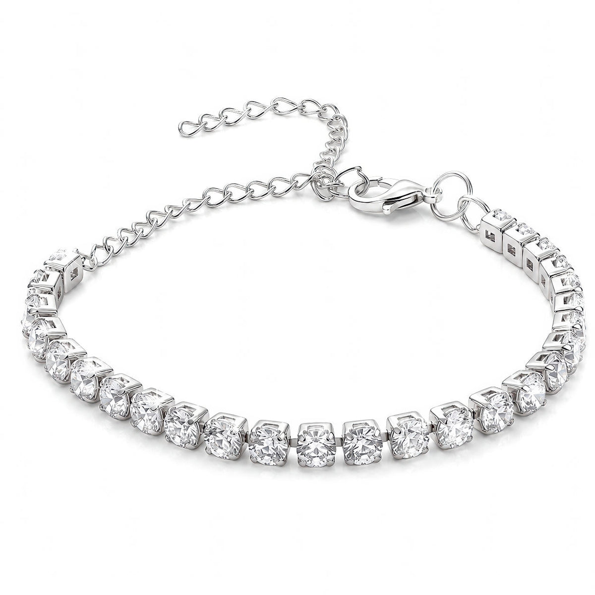 Desihi Bracelet Anti-Tarnish Silver Plated Round Crystals (Adjustable Size)