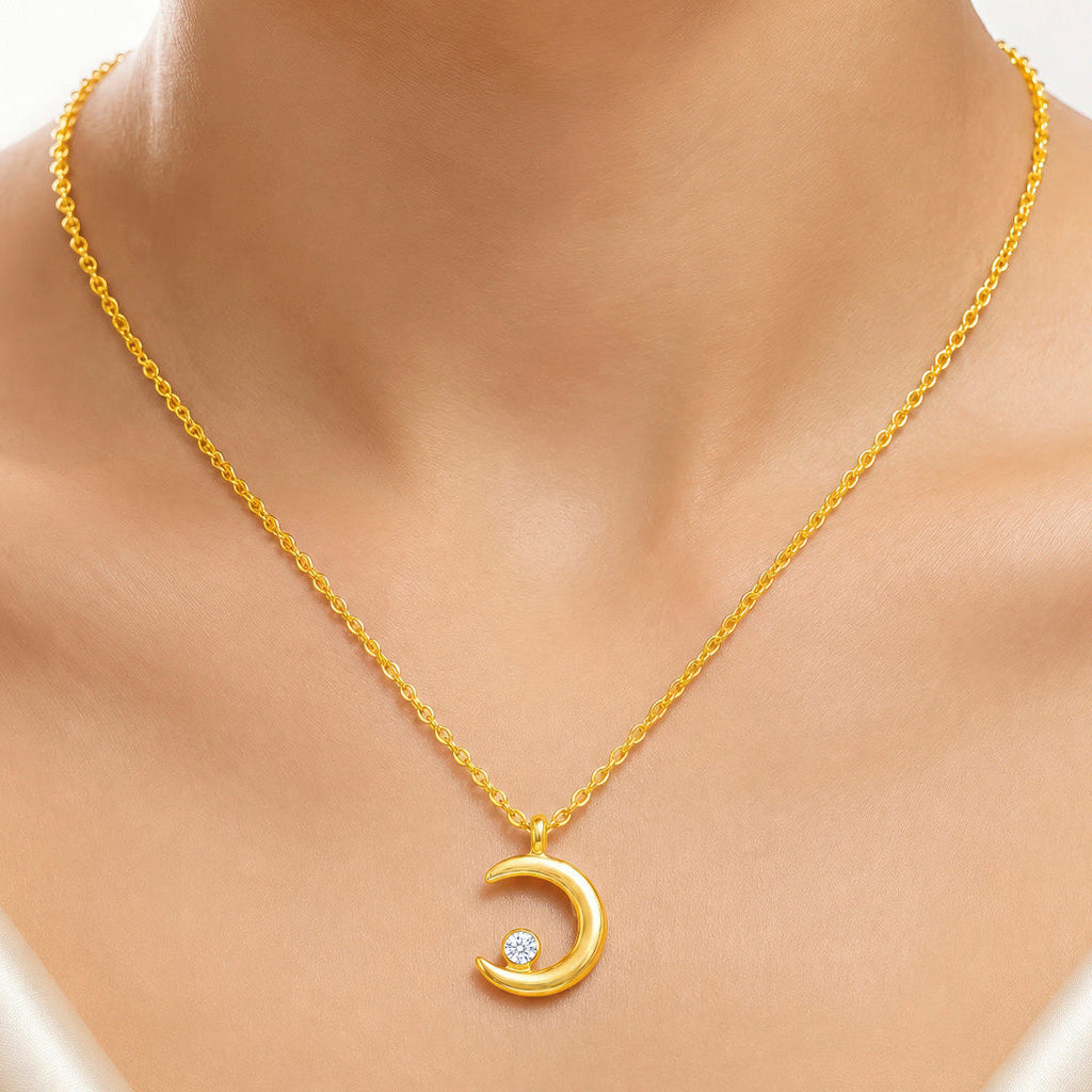 Desihi Necklace Anti-Tarnish Gold Plated Crescent Moon