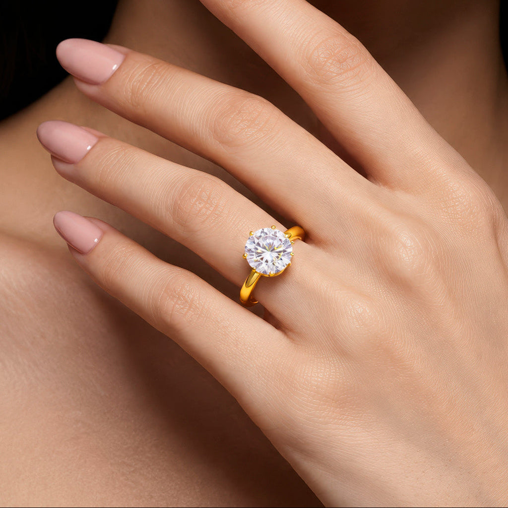 Desihi Ring Anti-Tarnish Gold Plated Solitaire (Adjustable Size)