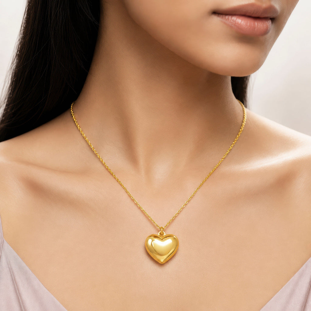 Desihi Necklace Anti-Tarnish Puffy Heart Chain