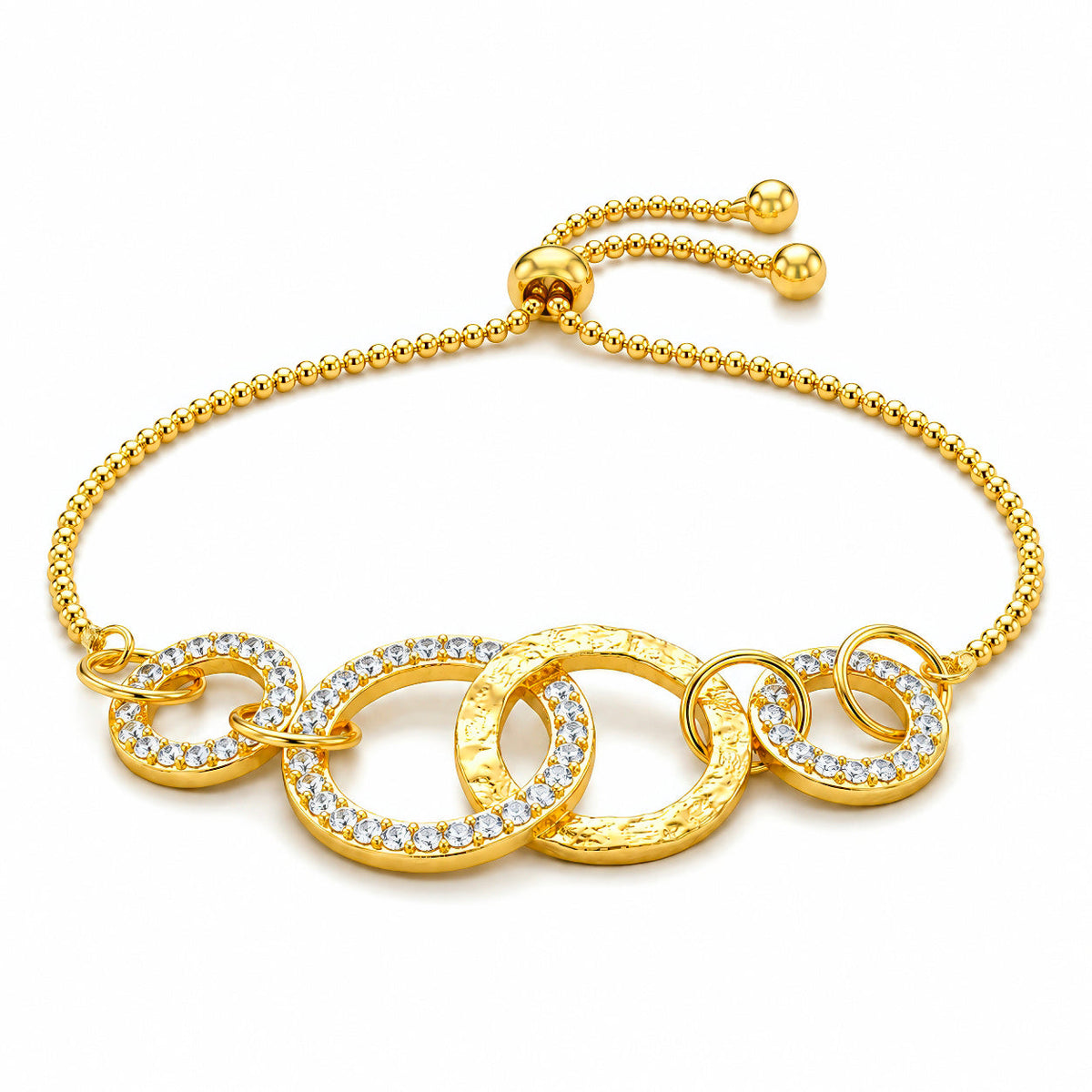 Desihi Bracelet Anti-Tarnish Gold Plated Crystal Circles (Adjustable Size)