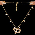 Desihi Necklace Anti-Tarnish Gold Plated Crystal Studded Heart With Pearls