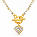 Desihi Necklace Anti-Tarnish Gold Plated Heart Charm with T-Lock
