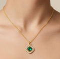 Desihi Necklace Anti-Tarnish Gold Plated Chain With Emerald