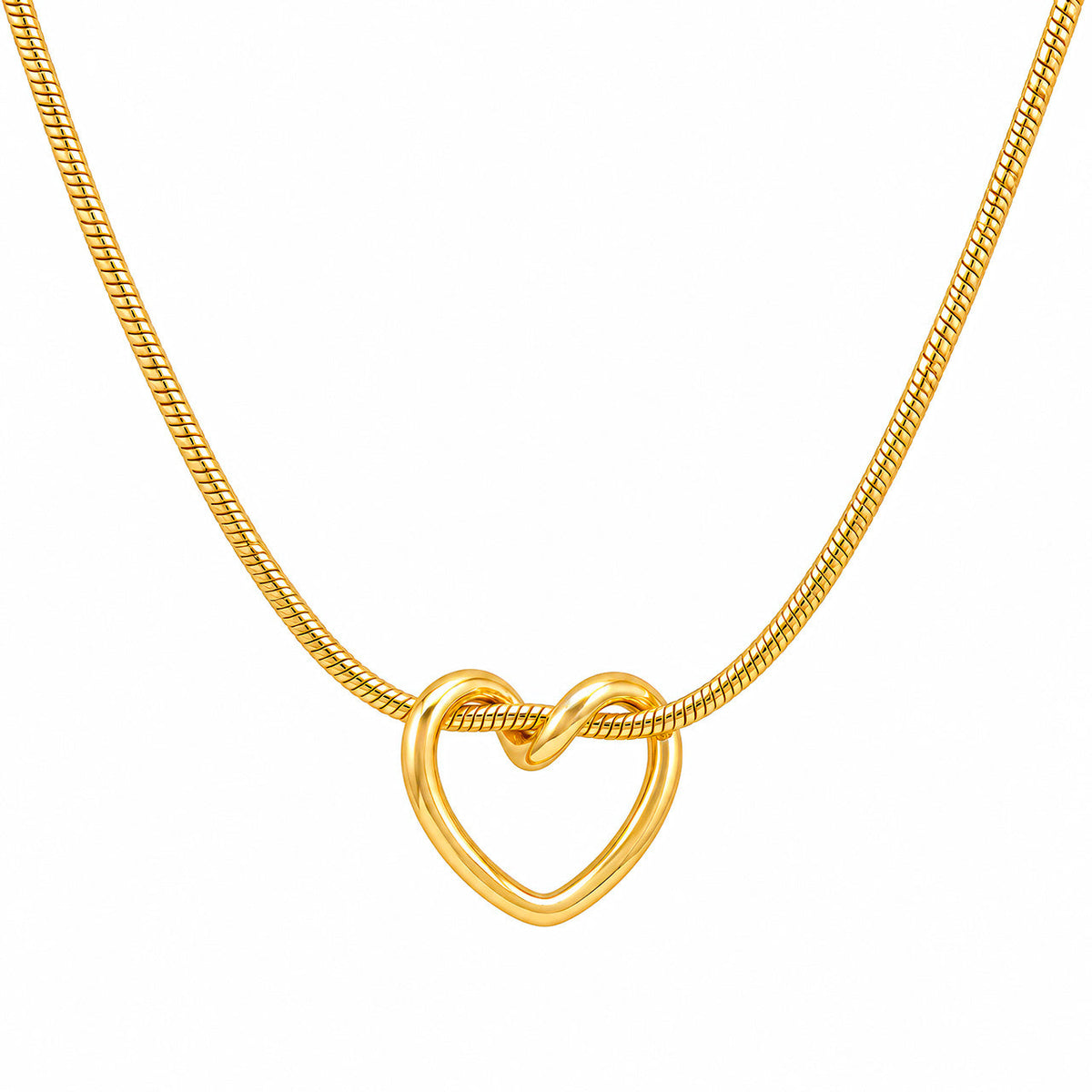Desihi Necklace Anti-Tarnish Open Heart Snake Chain