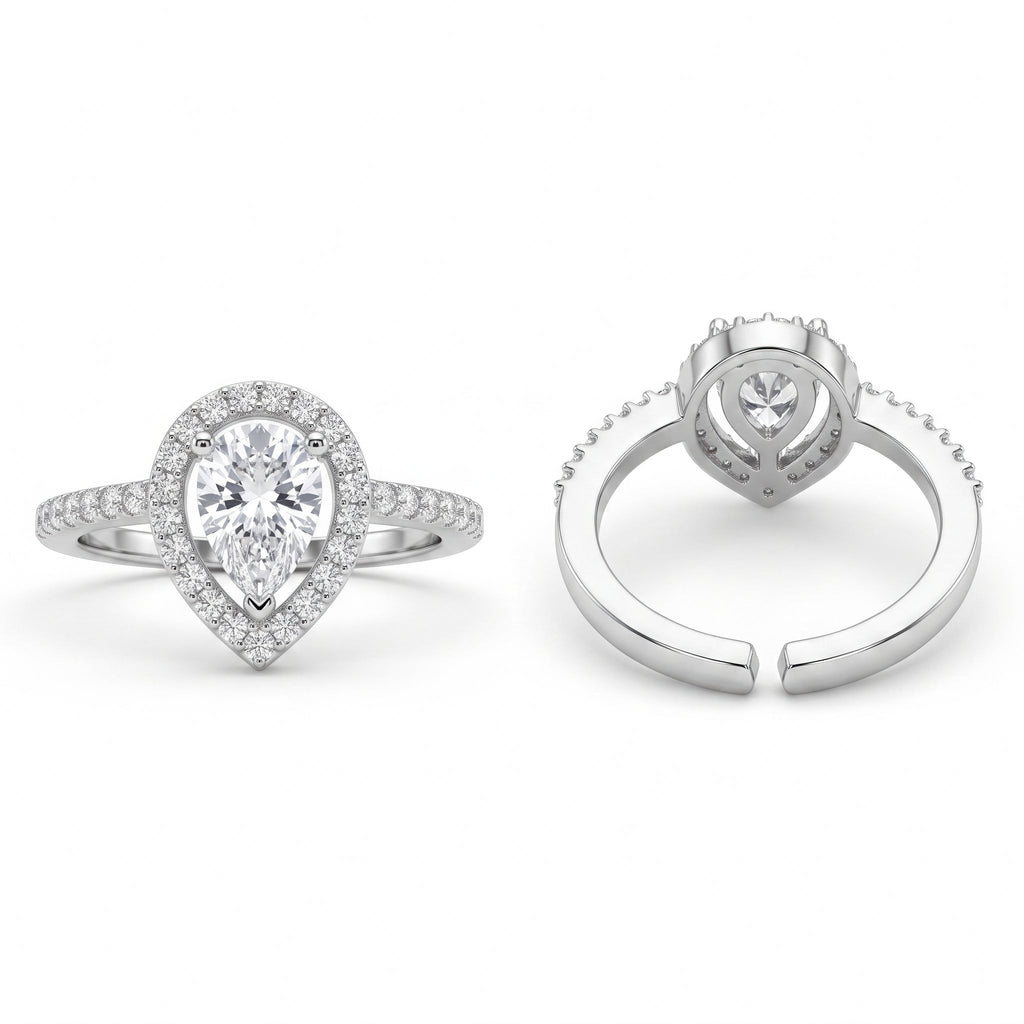 Desihi Ring Anti-Tarnish Teardrop American Diamonds (Adjustable Size)