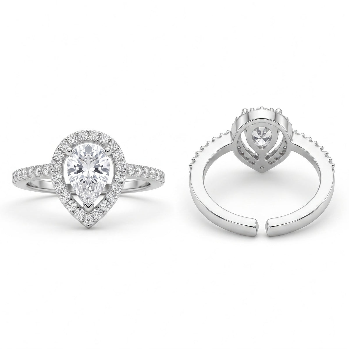 Desihi Ring Anti-Tarnish Teardrop American Diamonds (Adjustable Size)