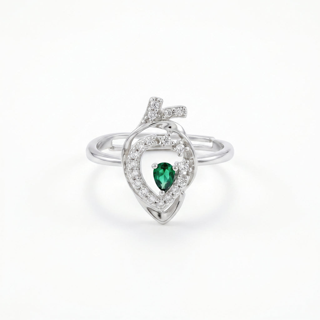 Desihi Ring Anti-Tarnish Teardrop Green Gemstone (Adjustable Size)