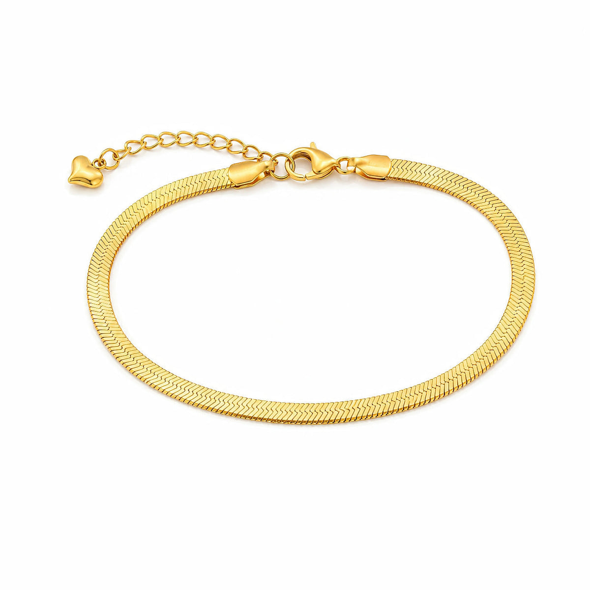Desihi Anklet Anti-Tarnish Gold Plated Flat Snake Chain (Adjustable Size)