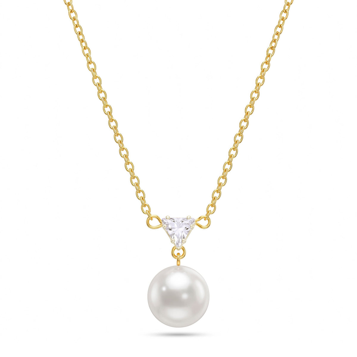 Desihi Necklace Anti-Tarnish Trillion Crystal & Pearl Pendant