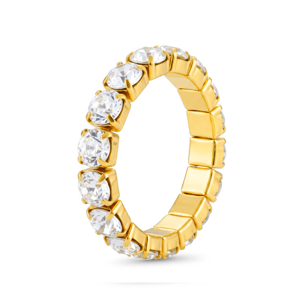 Desihi Ring Anti-Tarnish Stretch Rhinestone Tennis (Adjustable Size)