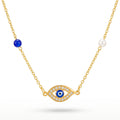 Desihi Necklace Anti-Tarnish Gold Plated Evil Eye Pearl Pendant