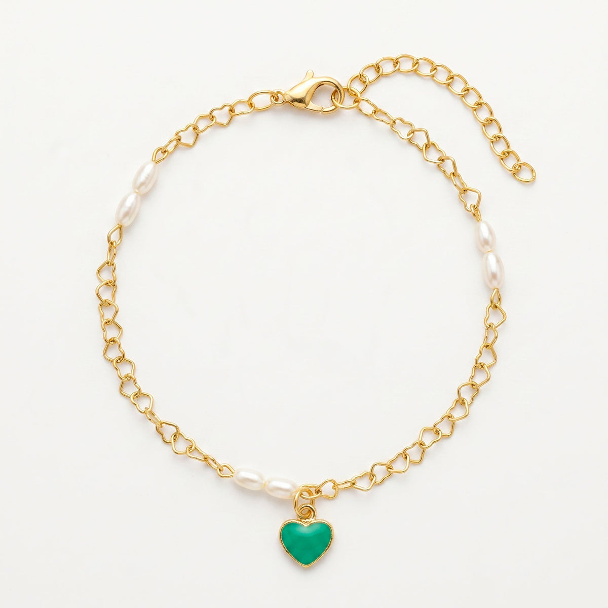 Desihi Anklet Anti-Tarnish Gold Plated Chain with Heart Charm