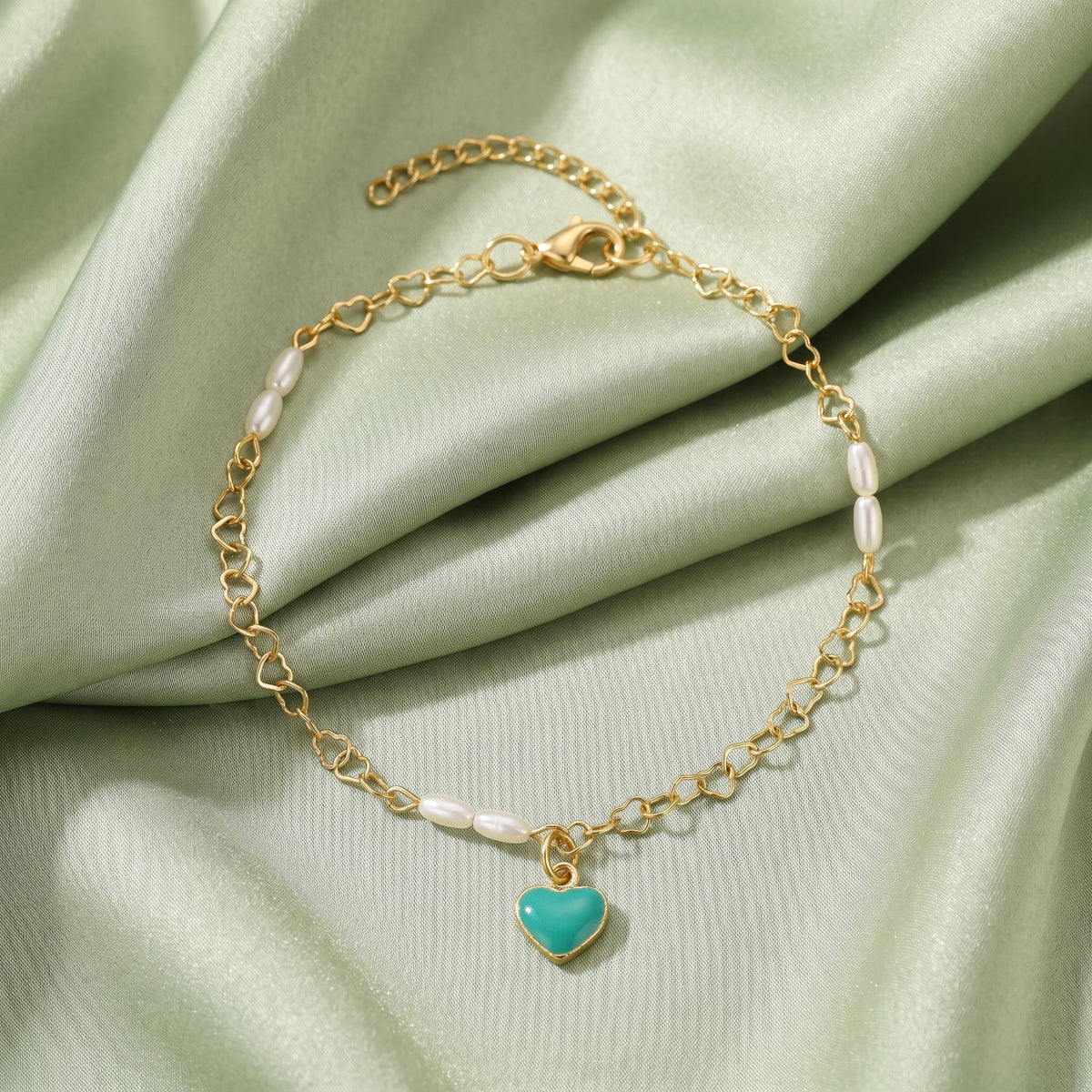 Desihi Anklet Anti-Tarnish Gold Plated Chain with Heart Charm