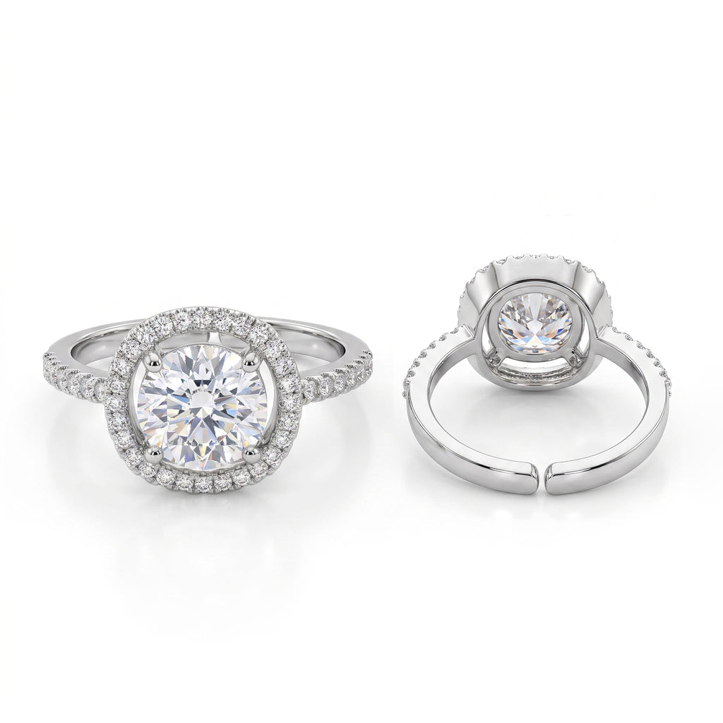 Desihi Ring Anti-Tarnish Square Halo Crystal (Adjustable Size)