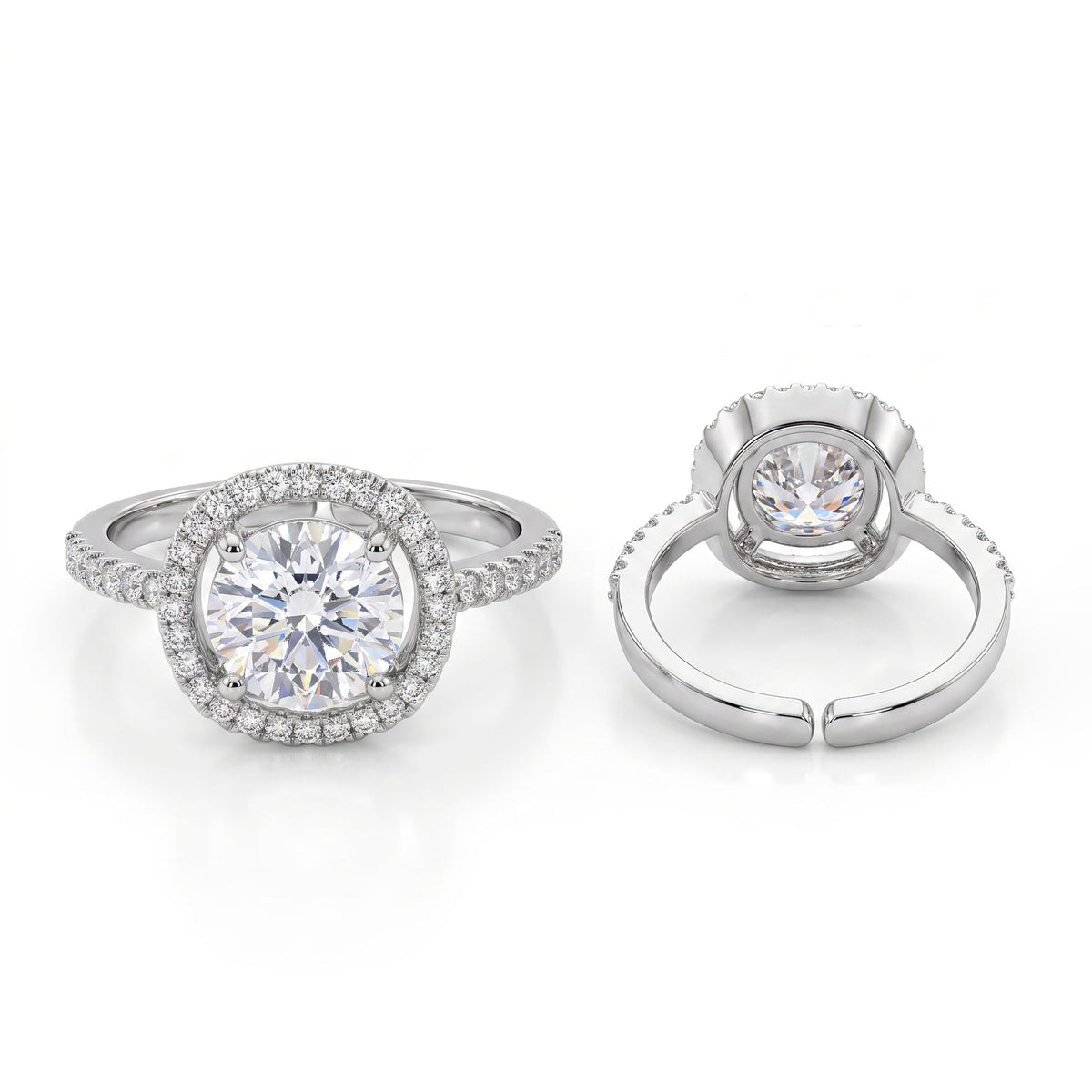 Desihi Ring Anti-Tarnish Square Halo Crystal (Adjustable Size)