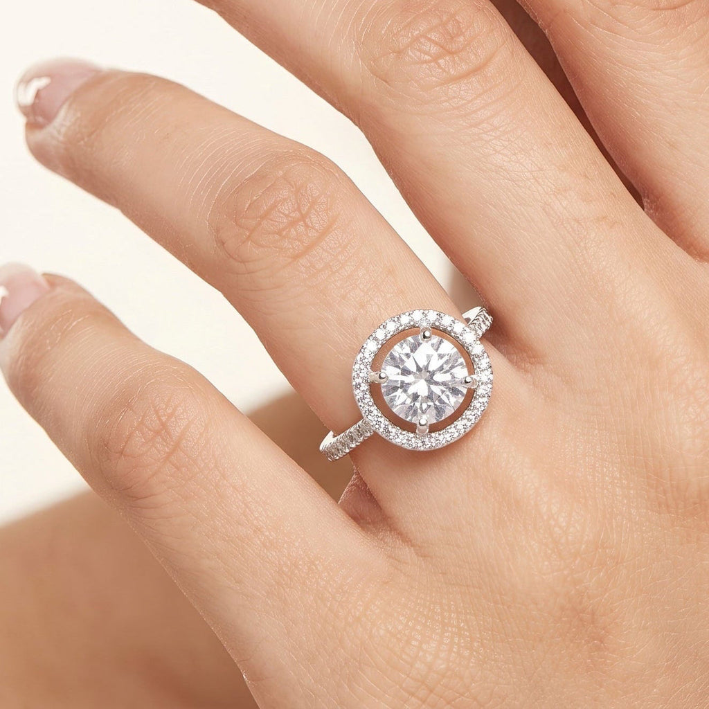 Desihi Ring Anti-Tarnish Square Halo Crystal (Adjustable Size)